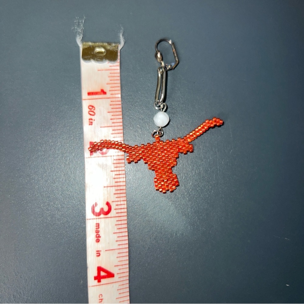 Orange White Longhorn Earrings - Picture 6 of 6